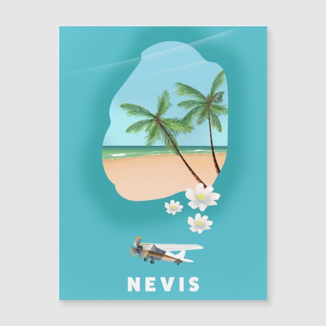 Nevis Caribisch eiland Geïllustreerde kaart. (Voorkant)