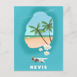 Nevis Caribisch eiland Geïllustreerde kaart. Briefkaart