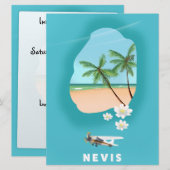 Nevis Caribisch eiland Geïllustreerde kaart. Kaart (Voorkant / Achterkant)