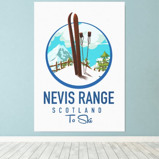 Nevis Range scotland Ski logo Canvas Afdruk (Insitu (Houten vloer))