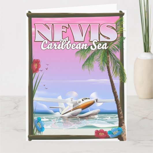 Nevis Vakantieposter. Kaart (Voorkant)