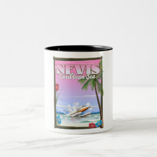 Nevis Vakantieposter. Tweekleurige Koffiemok