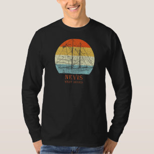 Nevis West Indies Vintage Blueprint Sailboat Vacat T-shirt