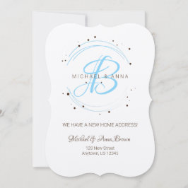 New Address Announge Monogrammed Kaart