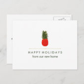 New Address at Christmas Red Green Gold Pineapple Feestdagenkaart (Voorkant / Achterkant)