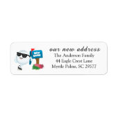 New Address Cool Golf Ball Wearing Sunglass Etiket (Voorkant)