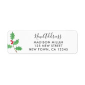 New Address Festive Holly Return Address Etiket (Voorkant)