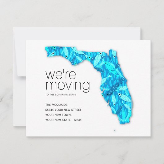 New Address Florida Fish Flat Announcement Card Aankondiging (Voorkant)