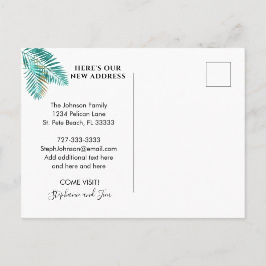 New Address Florida Map Gold Heart Moving Aankondigingskaart (Achterkant)