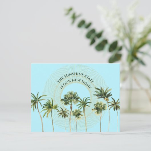 New Address Florida Palm Trees Moving Aankondiging (Staand voorkant)