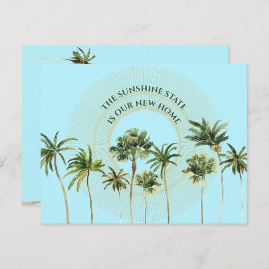 New Address Florida Palm Trees Moving Aankondiging (Voorkant / Achterkant)