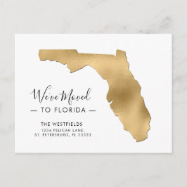 New Address Gold Foil Florida Map Moving Aankondigingskaart