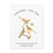 New Address Gold Metallic Birds Moving