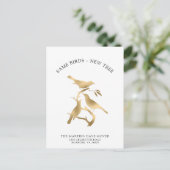 New Address Gold Metallic Birds Moving Aankondigingskaart (Staand voorkant)