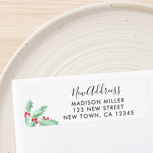 New Address Holly Return Address Etiket