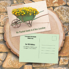 New Address Marigolds In Vintage Wheelbarrow Briefkaart