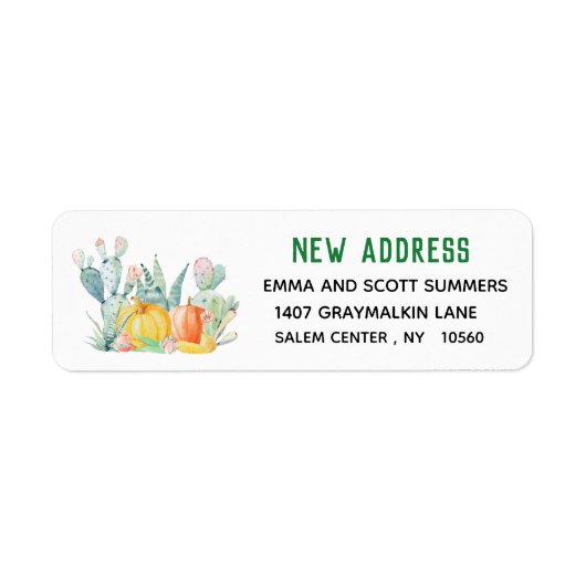 New Address Moving Announcement Holiday Cactus Etiket (Voorkant)