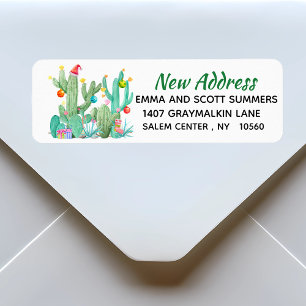 New Address Moving Announcement Holiday Cactus Etiket
