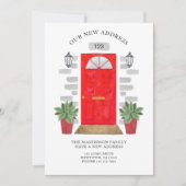 New Address Red Watercolor Door Announcement Aankondiging (Voorkant)