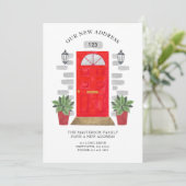 New Address Red Watercolor Door Announcement Aankondiging (Staand voorkant)