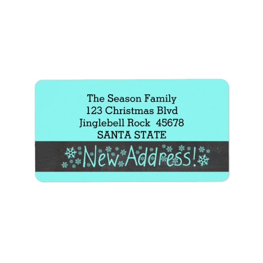 New Address Snowflake Christmas Etiket (Voorkant)