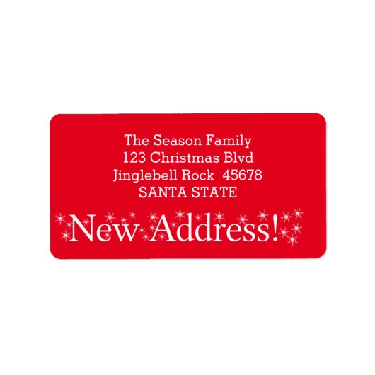 New Address Snowflake Christmas Etiket (Voorkant)