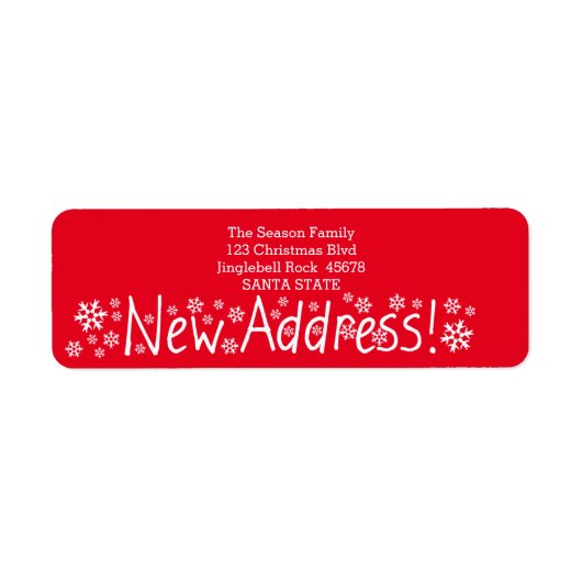 New Address Snowflake Christmas Etiket (Voorkant)