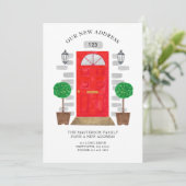New Address Watercolor Red Door  Aankondiging (Staand voorkant)