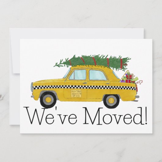 New Address Yellow Cab Taxi Christmas tree Kaart (Voorkant)