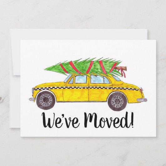 New Address Yellow Cab Taxi Christmas tree Kaart (Voorkant)