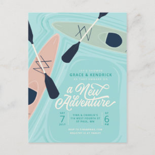 New Adventure Kayak Couples bruiloft Invitat Briefkaart