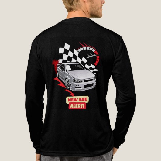 "New Age Alert – Racing Car Tee" Tri-Blend Shirt (Achterkant volledig)