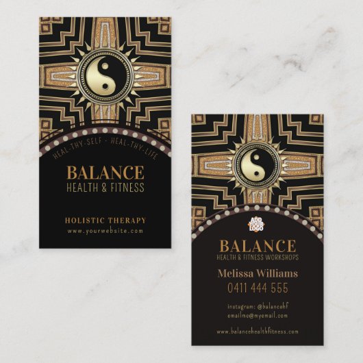 New age Art Deco Zwart Goud Visitekaartje (Voorkant / Achterkant)