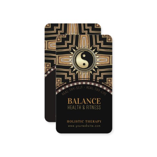 New age Art Deco Zwart Goud Visitekaartje (Voorkant / Achterkant in situ)