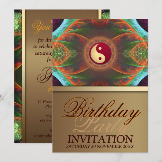 New age Balance Fractal Art Verjaardagsfeestje uit Kaart (Voorkant / Achterkant)