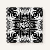 New age Batik Om Sign Zwart & Wit Mandala Notitieboek (Voorkant)