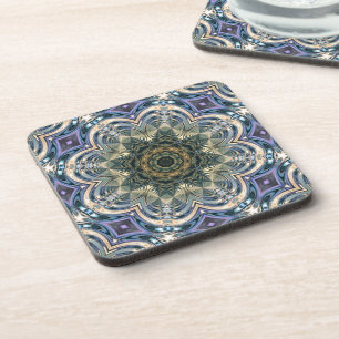 New age Bohemian Yoga Blauw Paarse Mandala Bier Onderzetter