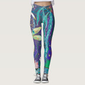 New Age Dragonfly Evil Eye Pond Lotus Willow Tree Leggings (Voorkant)