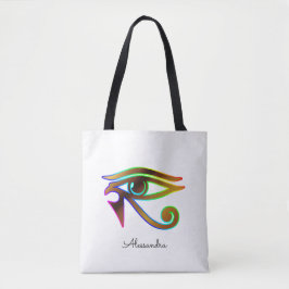 New age Gepersonaliseerde regenboog oog van Horus Tote Bag