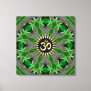 New age Groen Biologisch Goud Om Teken Mandala Canvas Afdruk