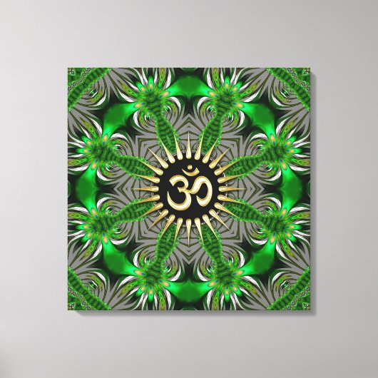 New age Groen Biologisch Goud Om Teken Mandala Canvas Afdruk (Voorkant)