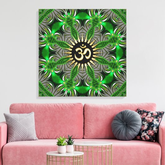 New age Groen Biologisch Goud Om Teken Mandala Canvas Afdruk (Insitu (Woonkamer))