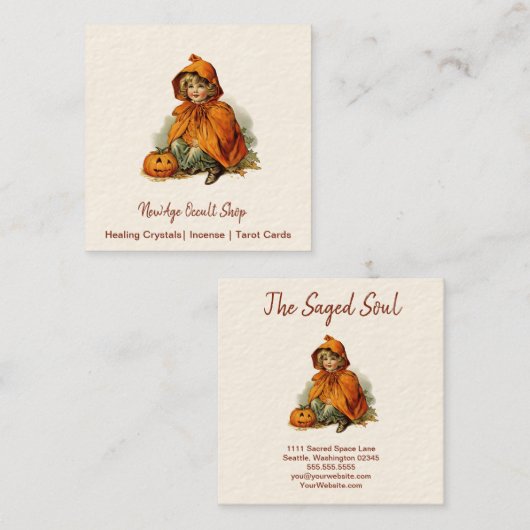  New age Halloween Meisje Vierkante Visitekaartje (Voorkant / Achterkant)