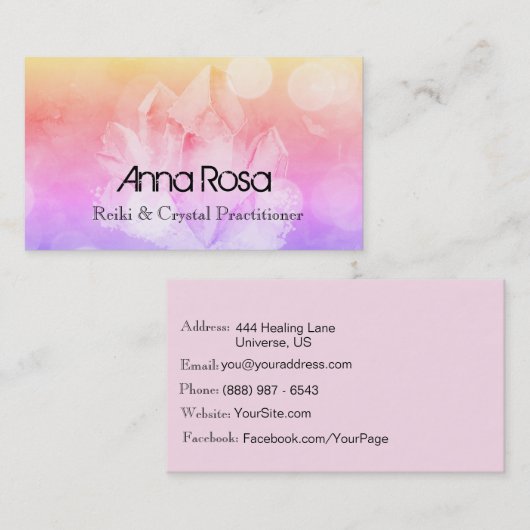 *~* New age Healer Reiki Crystal Yoga Reiki Master Visitekaartje (Voorkant / Achterkant)