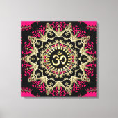 New age Heet Pink+Gold Aum Mandala Canvas Afdruk (Voorkant)