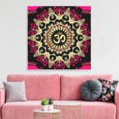 New age Heet Pink+Gold Aum Mandala Canvas Afdruk (Insitu (Woonkamer))