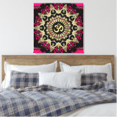 New age Heet Pink+Gold Aum Mandala Canvas Afdruk (Insitu (Slaapkamer))