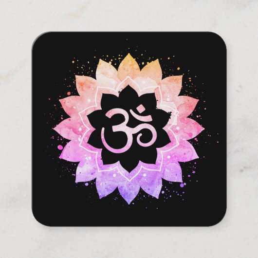 *~* New age Lotus Flower Mandala Om Aum Symbool Vierkante Visitekaartje (Voorkant)
