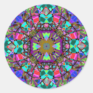 New age Neon Kaleidoscoop Mandala Ronde Sticker