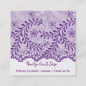 new age occult Shop Amethyst Floral Lace Vierkante Visitekaartje (Voorkant)